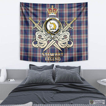 Stewart of Appin Hunting Dress Tartan Tapestry with Clan Crest and the Golden Sword of Courageous Legacy