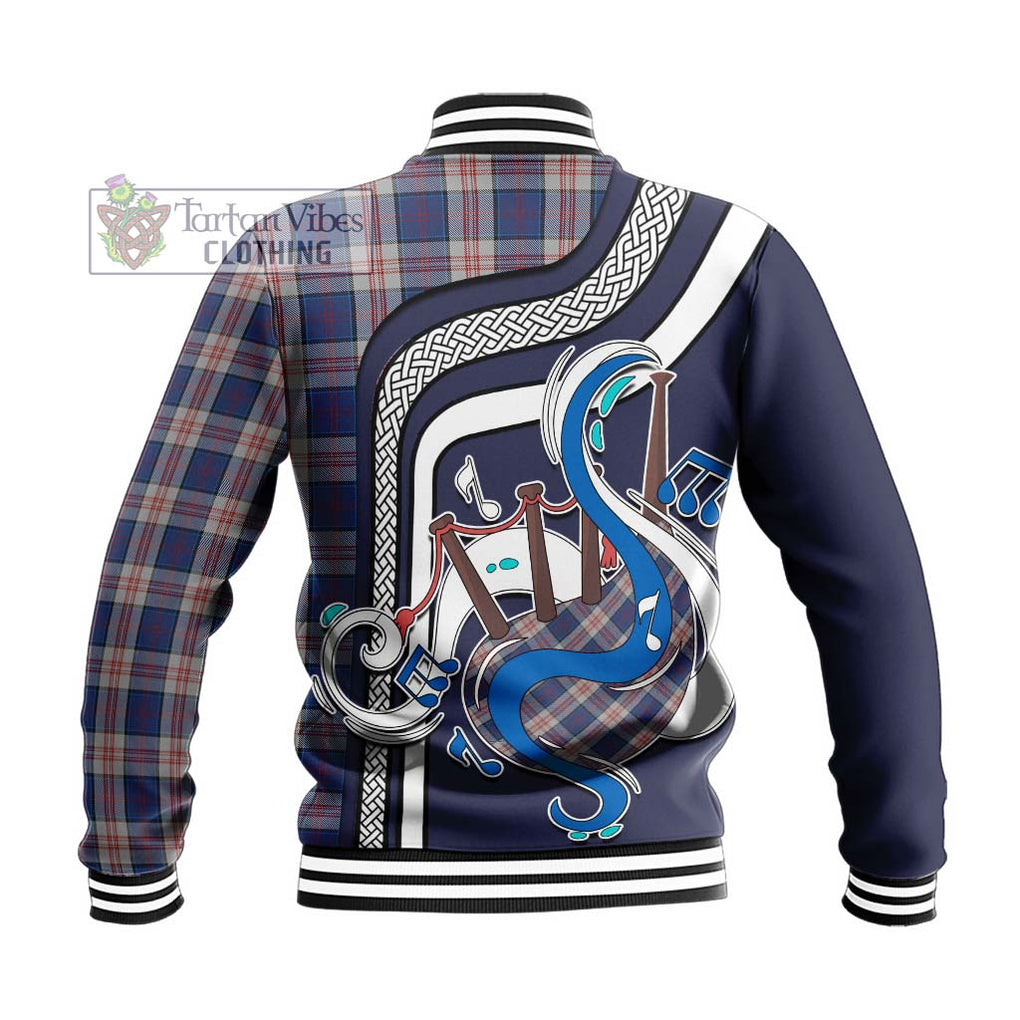 Tartan Vibes Clothing Stewart of Appin Hunting Dress Tartan Baseball Jacket with Epic Bagpipe Style