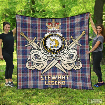 Stewart of Appin Hunting Dress Tartan Quilt with Clan Crest and the Golden Sword of Courageous Legacy