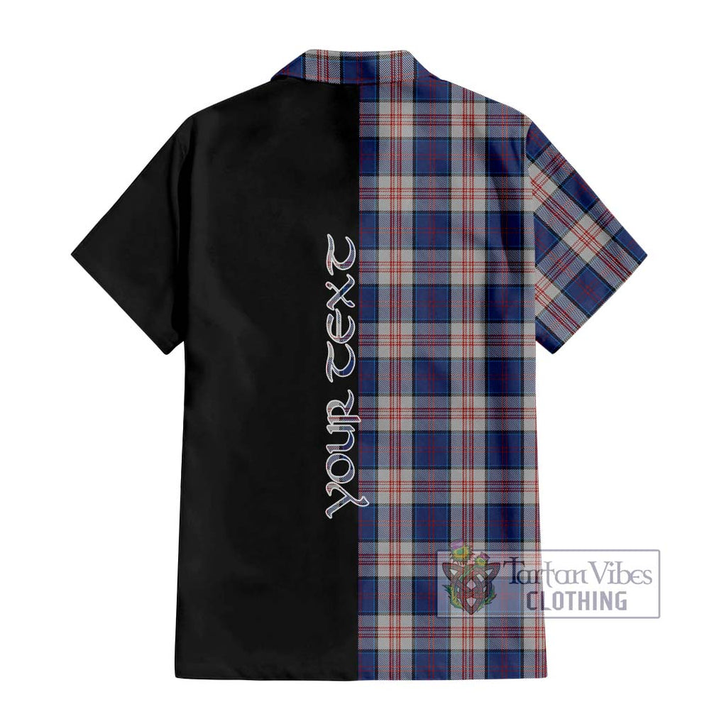 Stewart of Appin Hunting Dress Tartan Short Sleeve Button Shirt with Family Crest and Half Of Me Style - Tartanvibesclothing Shop