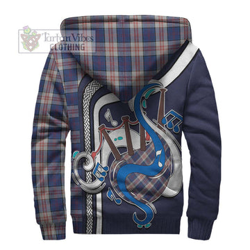 Stewart of Appin Hunting Dress Tartan Sherpa Hoodie with Epic Bagpipe Style