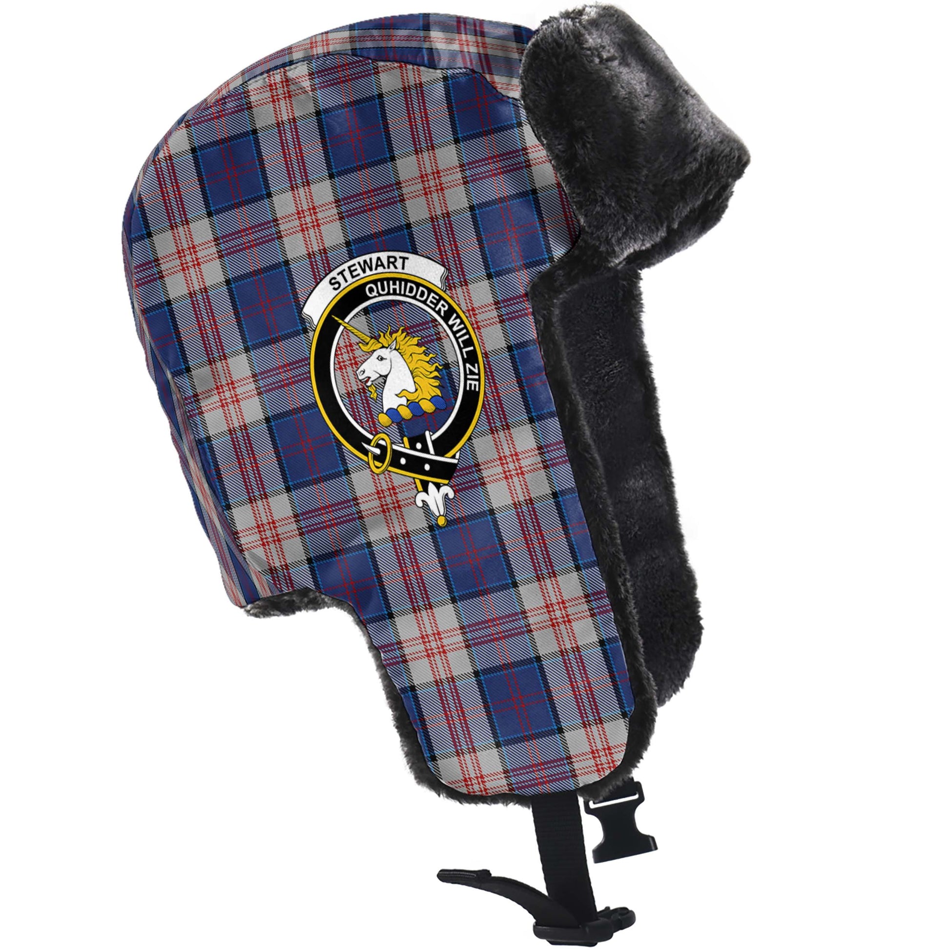 Stewart of Appin Hunting Dress Tartan Winter Trapper Hat with Family Crest - Tartanvibesclothing