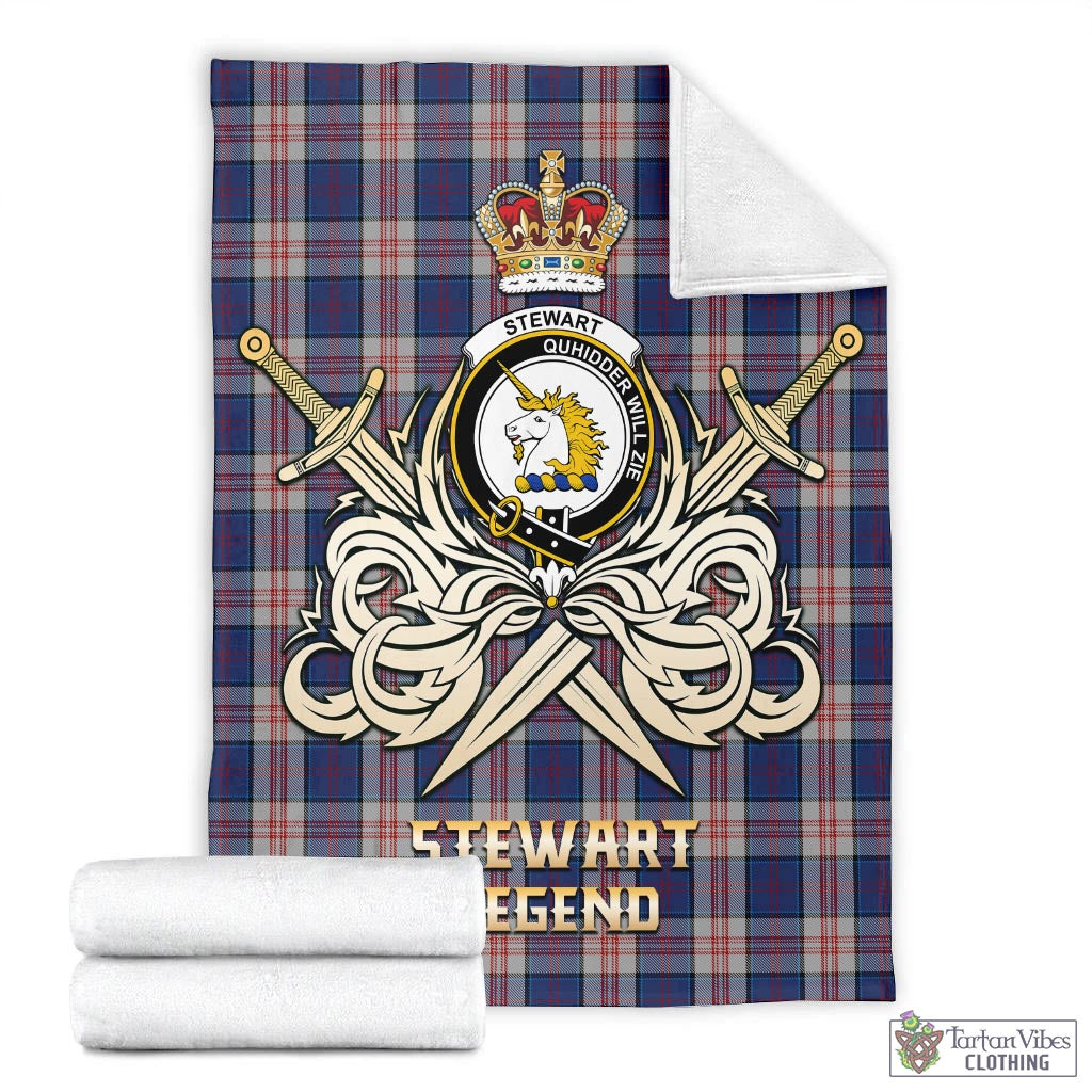 Tartan Vibes Clothing Stewart of Appin Hunting Dress Tartan Blanket with Clan Crest and the Golden Sword of Courageous Legacy