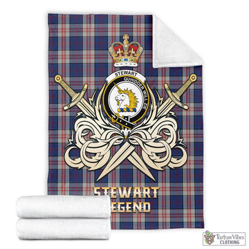 Stewart of Appin Hunting Dress Tartan Blanket with Clan Crest and the Golden Sword of Courageous Legacy