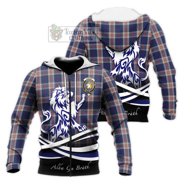 Stewart of Appin Hunting Dress Tartan Knitted Hoodie with Alba Gu Brath Regal Lion Emblem