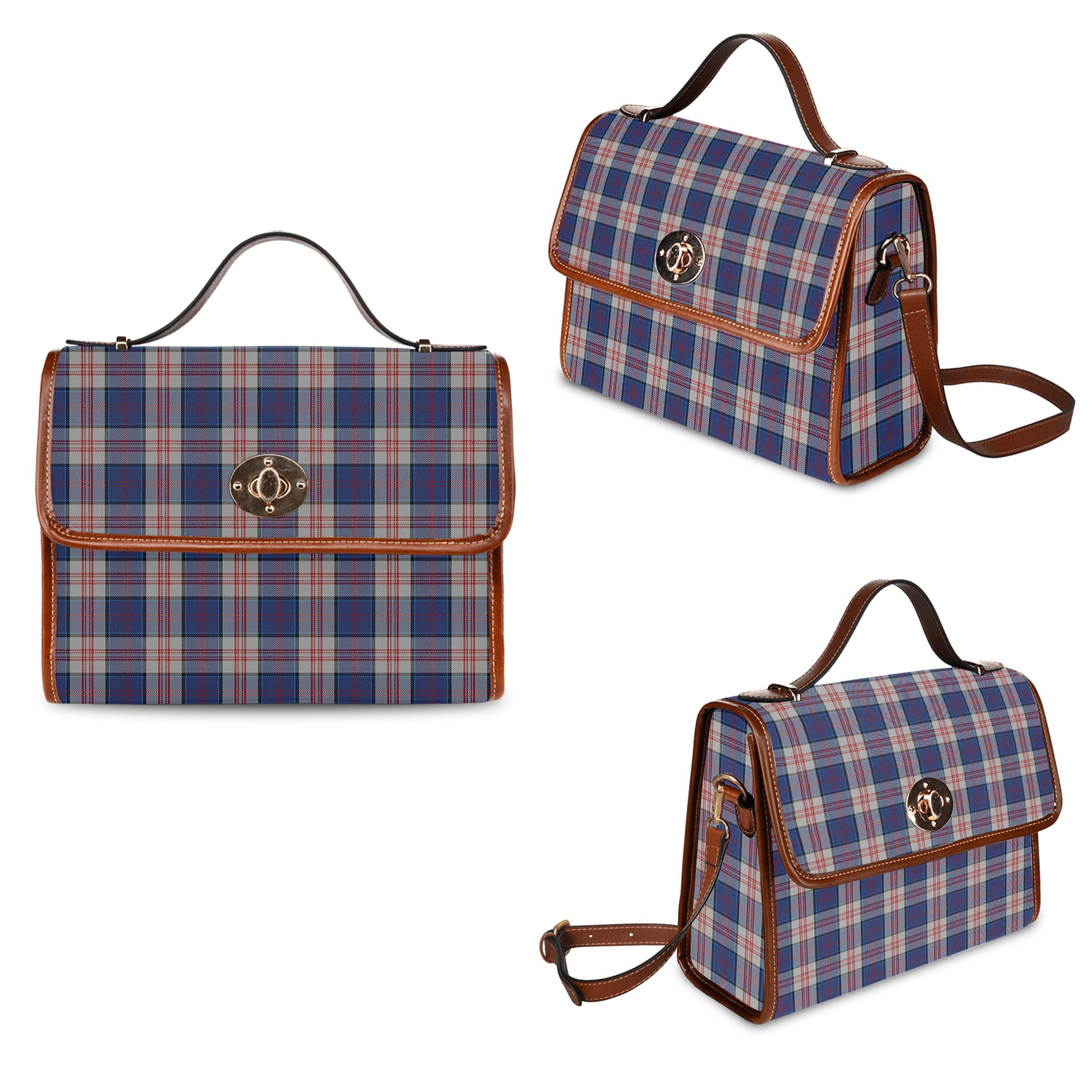 Stewart of Appin Hunting Dress Tartan Leather Strap Waterproof Canvas Bag - Tartanvibesclothing