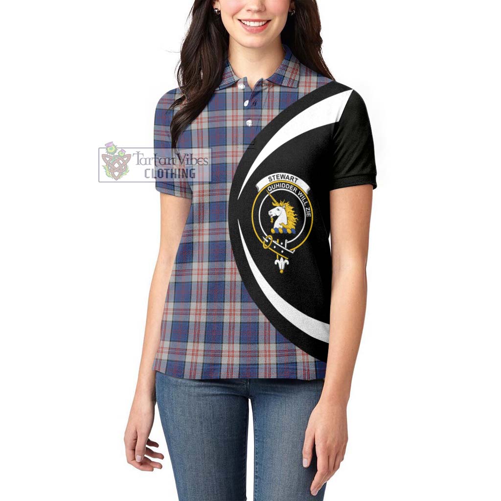 Stewart of Appin Hunting Dress Tartan Women's Polo Shirt with Family Crest Circle Style - Tartan Vibes Clothing