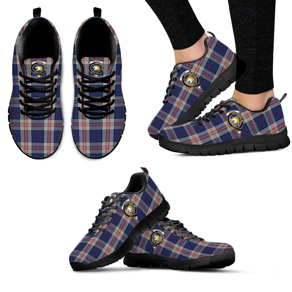 Stewart of Appin Hunting Dress Tartan Sneakers with Family Crest - Tartan Vibes Clothing