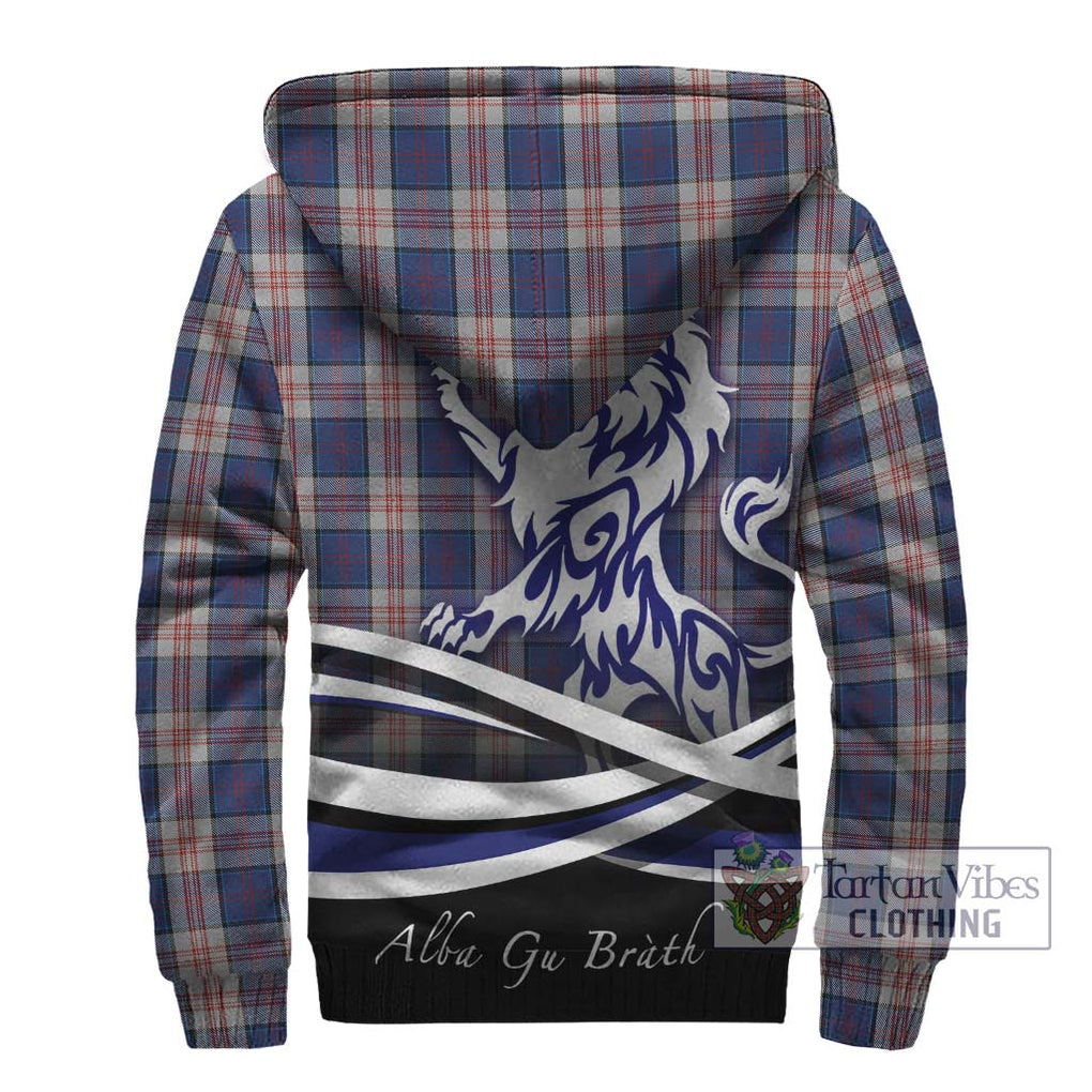 Stewart of Appin Hunting Dress Tartan Sherpa Hoodie with Alba Gu Brath Regal Lion Emblem - Tartanvibesclothing Shop