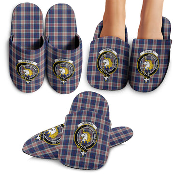 Stewart of Appin Hunting Dress Tartan Home Slippers with Family Crest