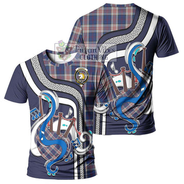 Stewart of Appin Hunting Dress Tartan T-Shirt with Epic Bagpipe Style