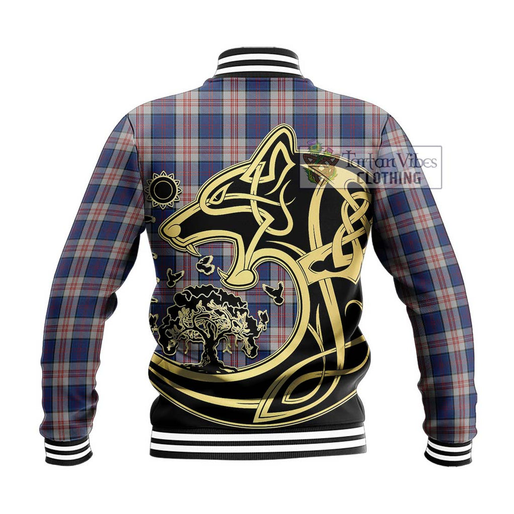 Stewart of Appin Hunting Dress Tartan Baseball Jacket with Family Crest Celtic Wolf Style - Tartan Vibes Clothing