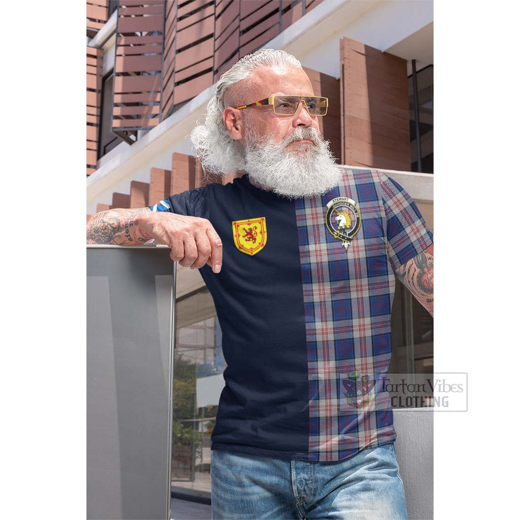 Tartan Vibes Clothing Stewart of Appin Hunting Dress Tartan Cotton T-shirt with Scottish Lion Royal Arm Half Style