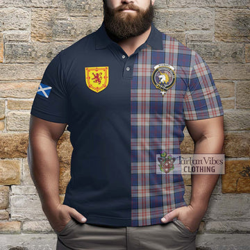 Stewart of Appin Hunting Dress Tartan Polo Shirt Alba with Scottish Lion Royal Arm Half Style