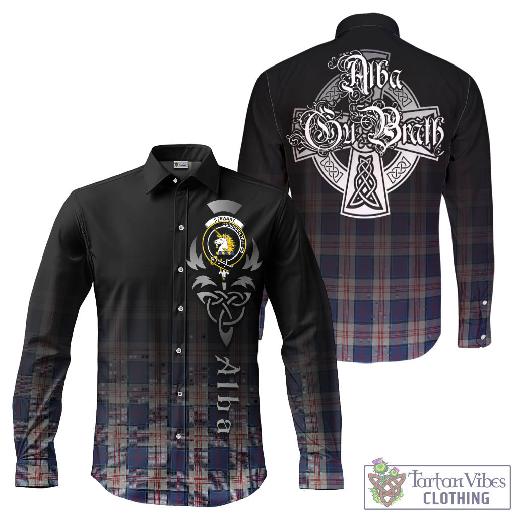 Tartan Vibes Clothing Stewart of Appin Hunting Dress Tartan Long Sleeve Button Up Featuring Alba Gu Brath Family Crest Celtic Inspired