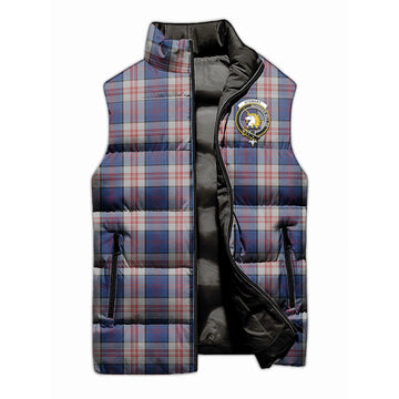 Stewart of Appin Hunting Dress Tartan Sleeveless Puffer Jacket with Family Crest