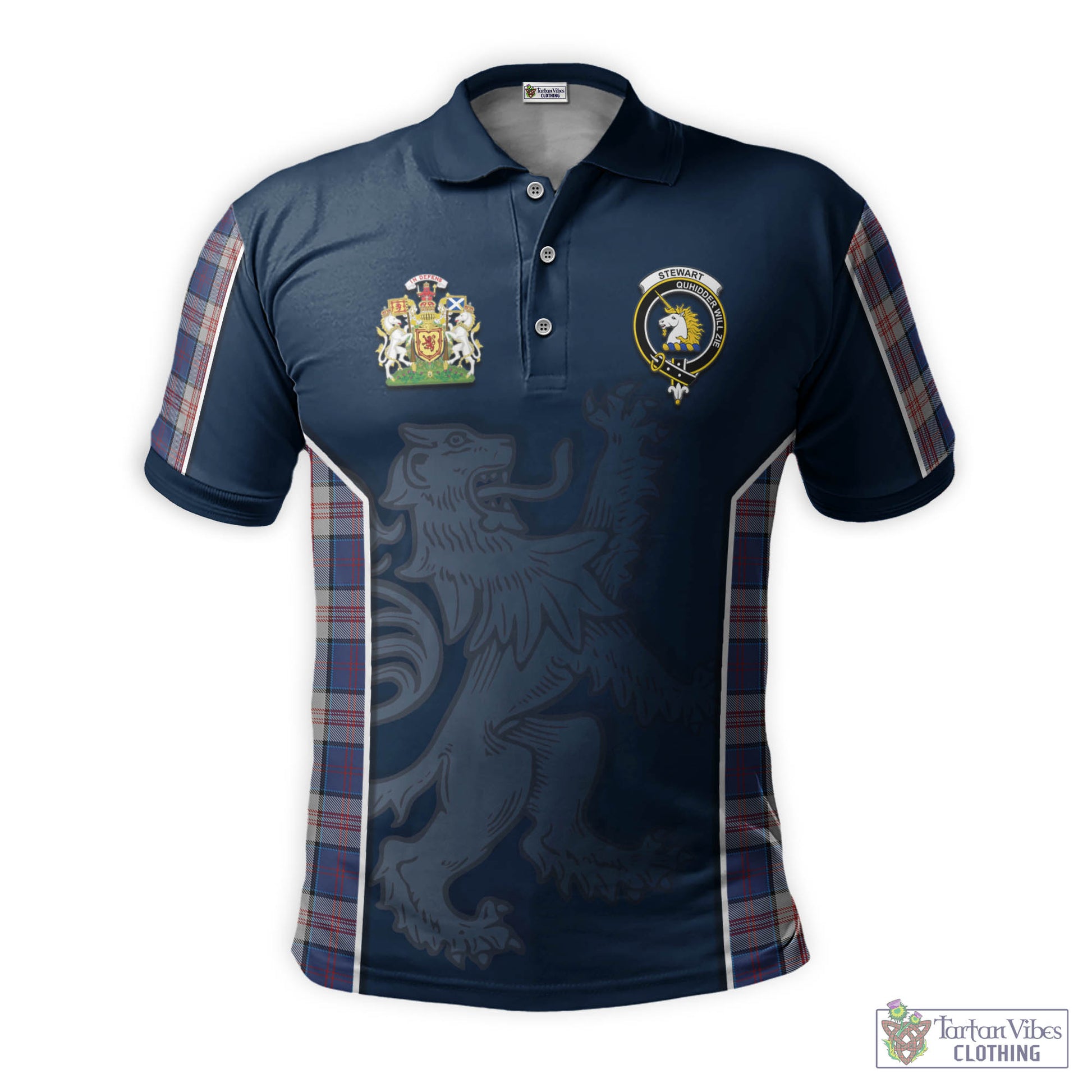 Tartan Vibes Clothing Stewart of Appin Hunting Dress Tartan Men's Polo Shirt with Family Crest and Lion Rampant Vibes Sport Style