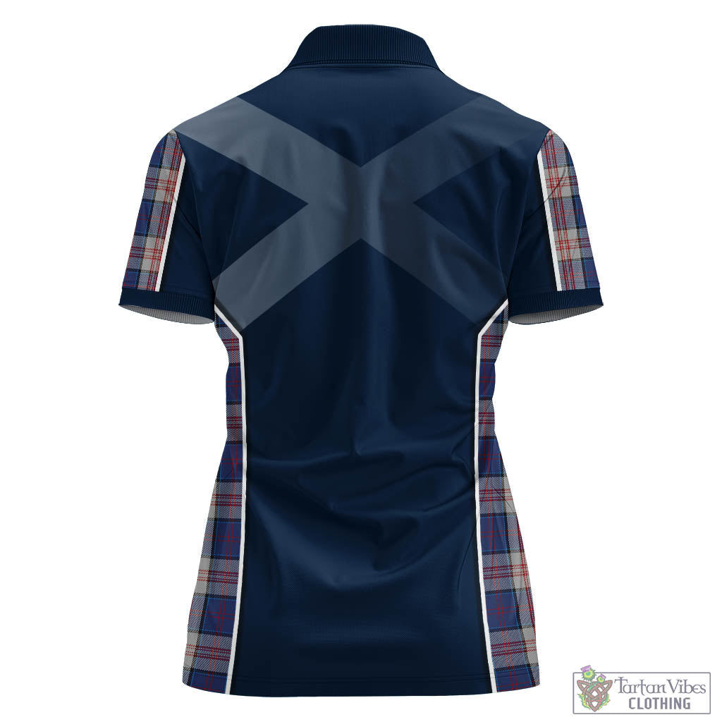 Tartan Vibes Clothing Stewart of Appin Hunting Dress Tartan Women's Polo Shirt with Family Crest and Scottish Thistle Vibes Sport Style