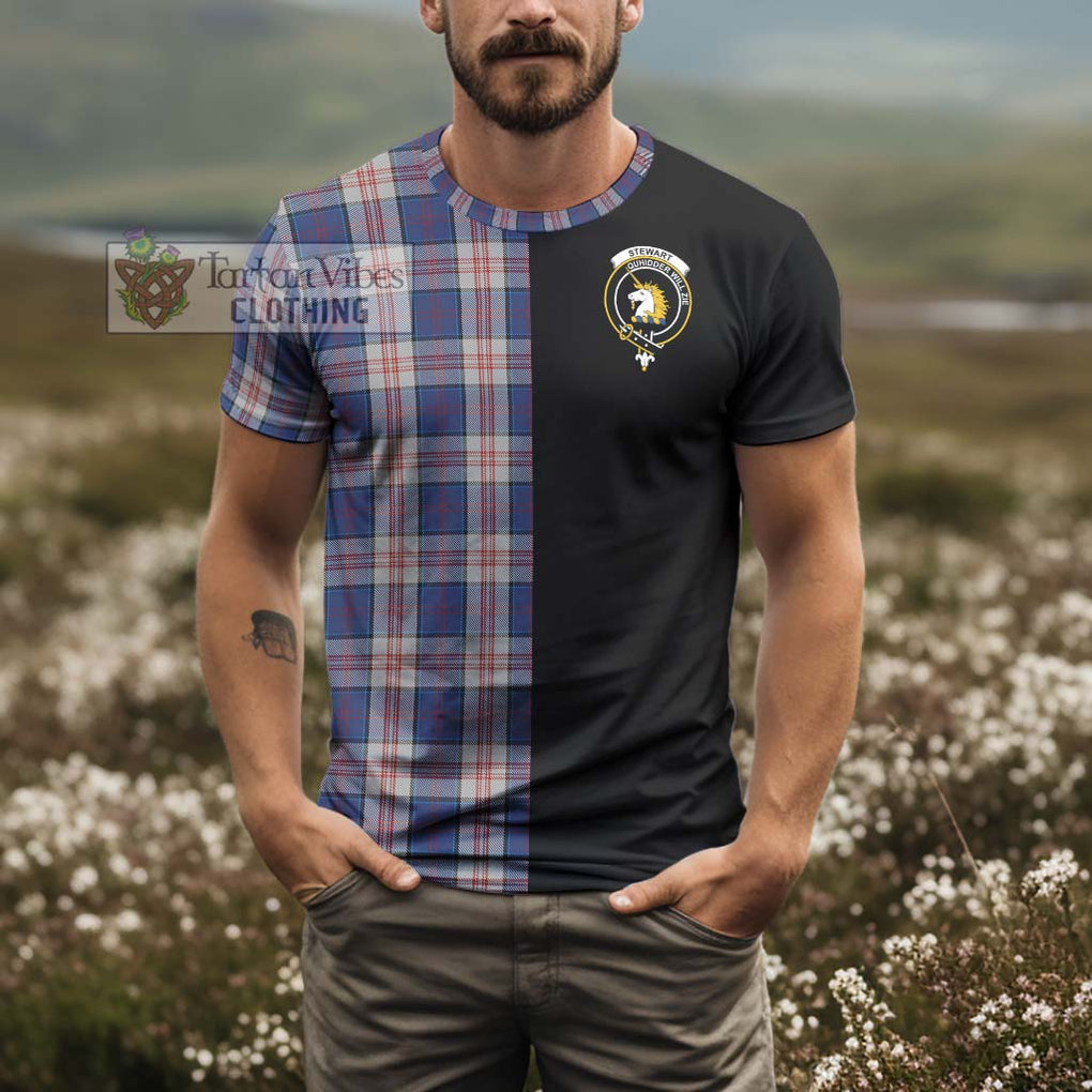 Stewart of Appin Hunting Dress Tartan T-Shirt with Family Crest and Half Of Me Style - Tartanvibesclothing Shop