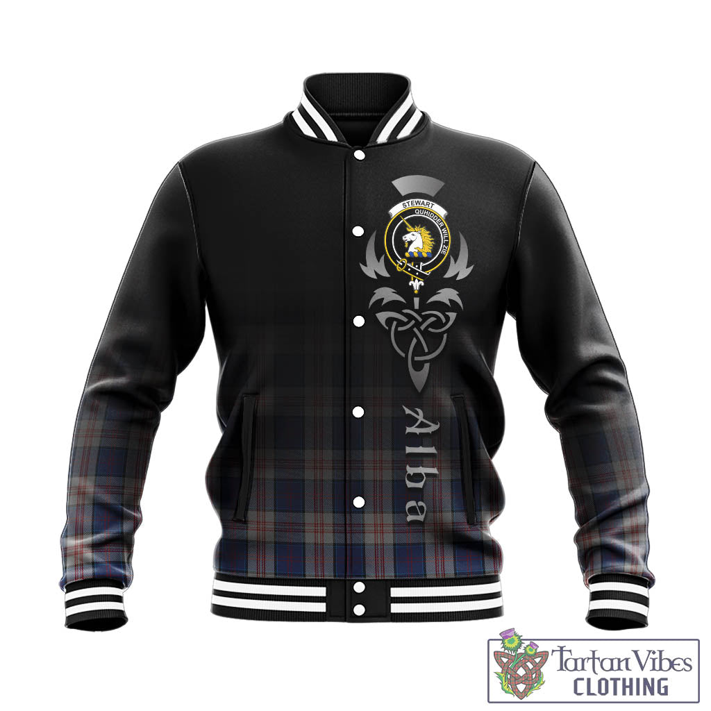 Tartan Vibes Clothing Stewart of Appin Hunting Dress Tartan Baseball Jacket Featuring Alba Gu Brath Family Crest Celtic Inspired