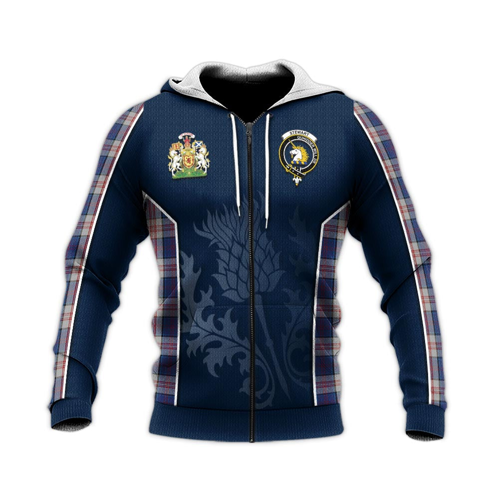 Tartan Vibes Clothing Stewart of Appin Hunting Dress Tartan Knitted Hoodie with Family Crest and Scottish Thistle Vibes Sport Style