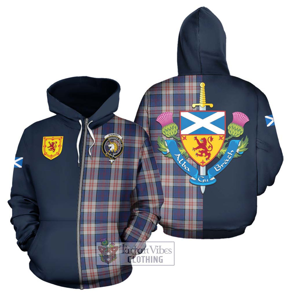 Tartan Vibes Clothing Stewart of Appin Hunting Dress Tartan Hoodie with Scottish Lion Royal Arm Half Style