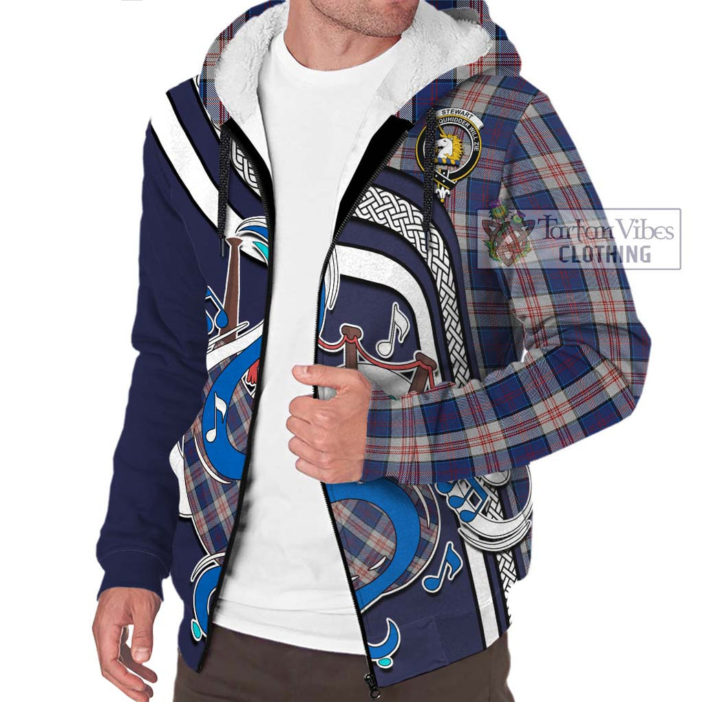 Stewart of Appin Hunting Dress Tartan Sherpa Hoodie with Epic Bagpipe Style Unisex - Tartanvibesclothing Shop