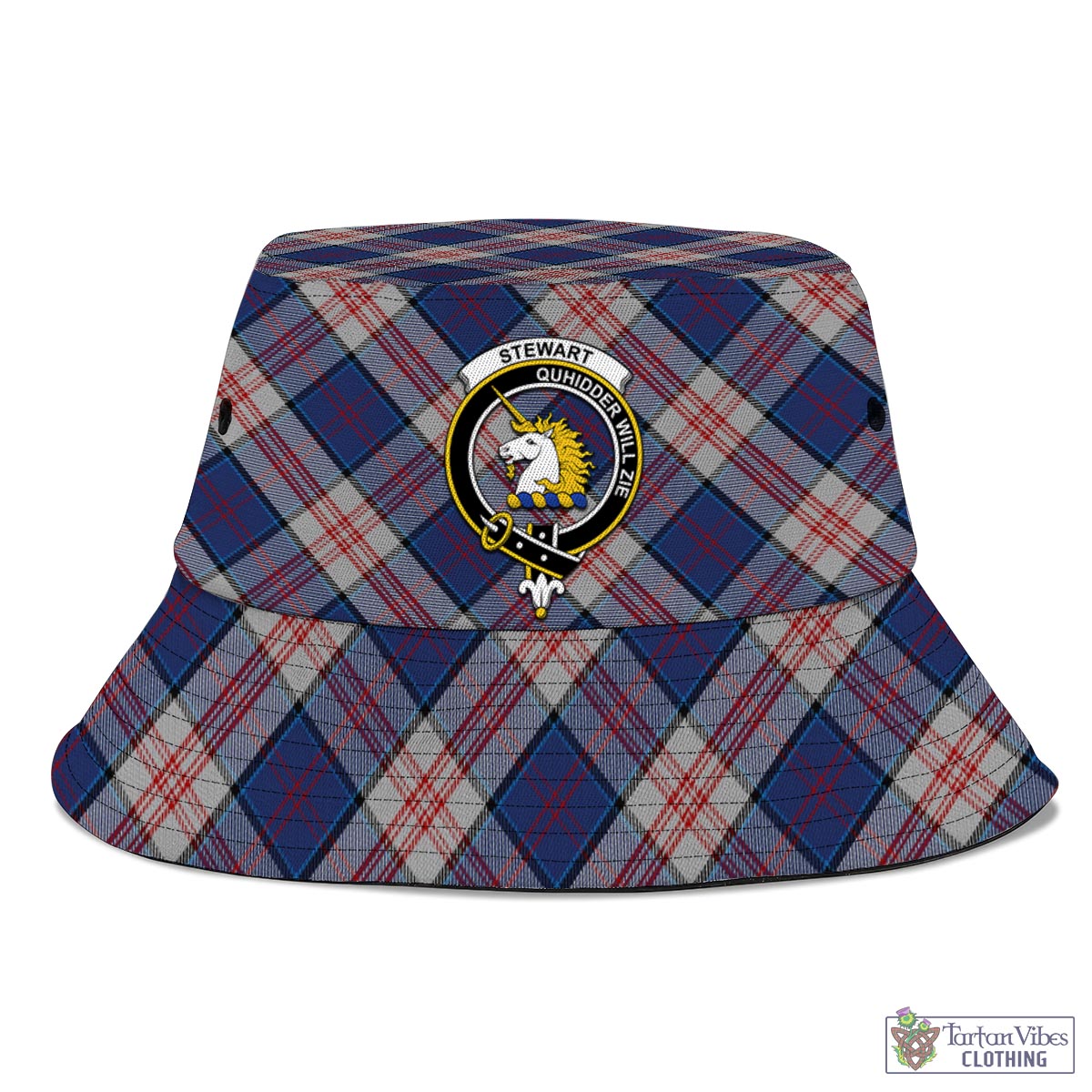 Tartan Vibes Clothing Stewart of Appin Hunting Dress Tartan Bucket Hat with Family Crest