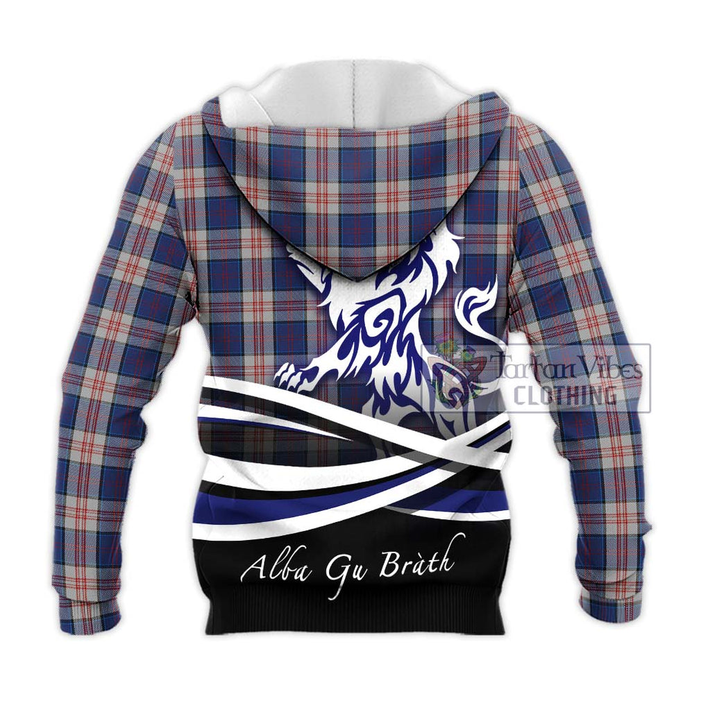 Stewart of Appin Hunting Dress Tartan Knitted Hoodie with Alba Gu Brath Regal Lion Emblem - Tartanvibesclothing Shop