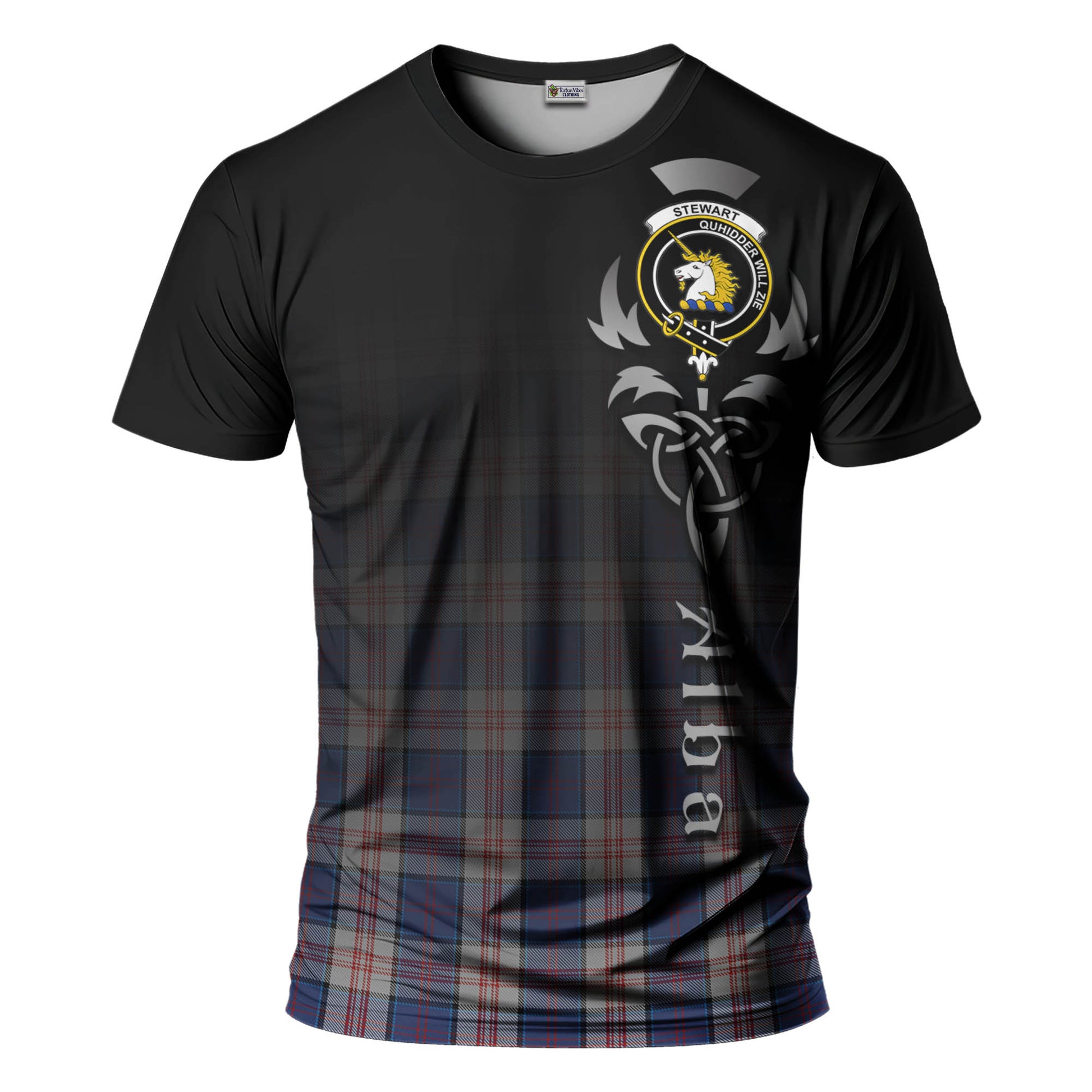 Tartan Vibes Clothing Stewart of Appin Hunting Dress Tartan T-Shirt Featuring Alba Gu Brath Family Crest Celtic Inspired