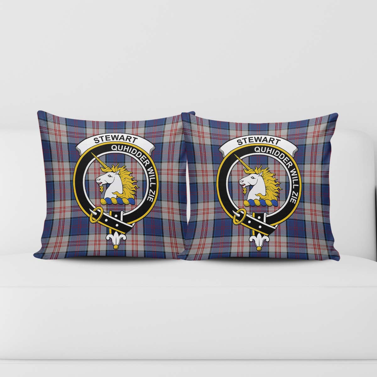 Stewart of Appin Hunting Dress Tartan Pillow Cover with Family Crest - Tartanvibesclothing