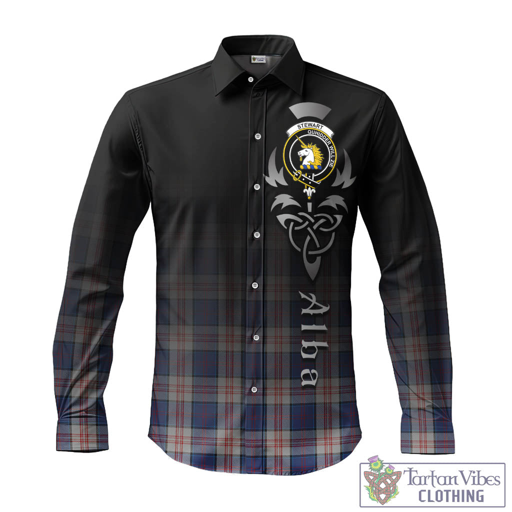 Tartan Vibes Clothing Stewart of Appin Hunting Dress Tartan Long Sleeve Button Up Featuring Alba Gu Brath Family Crest Celtic Inspired