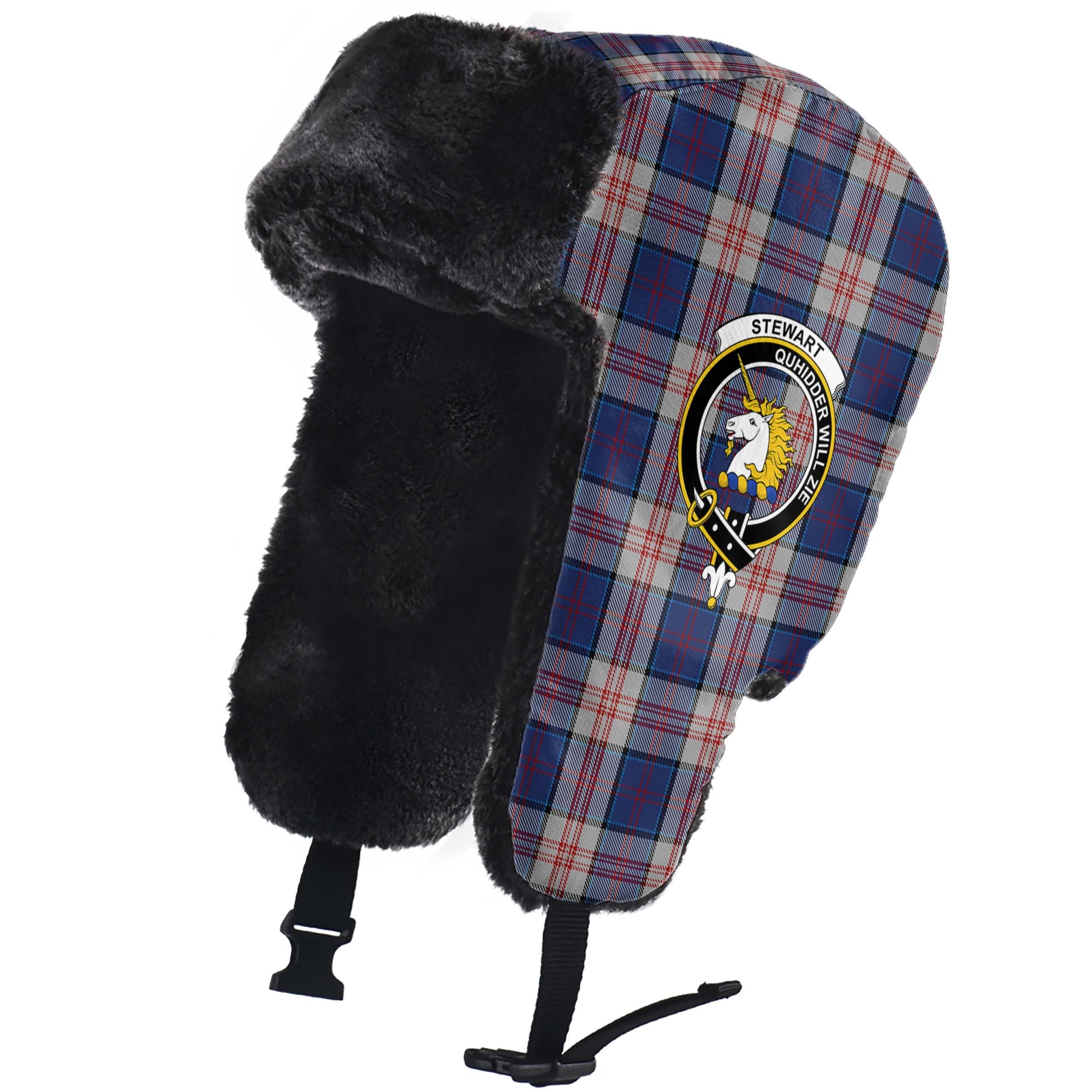 Stewart of Appin Hunting Dress Tartan Winter Trapper Hat with Family Crest - Tartanvibesclothing