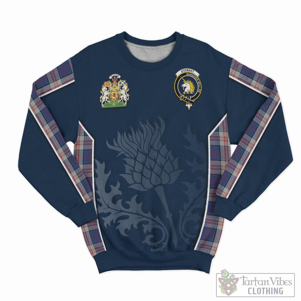 Tartan Vibes Clothing Stewart of Appin Hunting Dress Tartan Sweatshirt with Family Crest and Scottish Thistle Vibes Sport Style