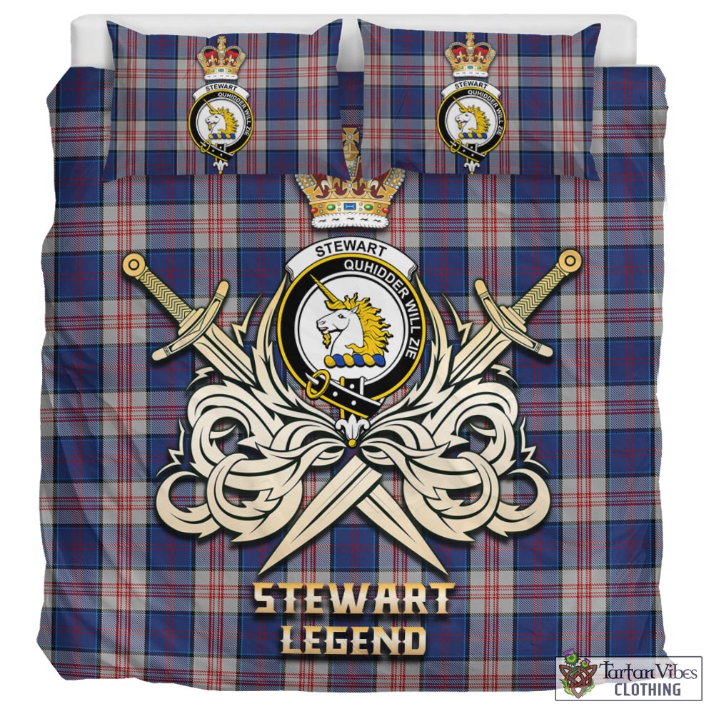 Tartan Vibes Clothing Stewart of Appin Hunting Dress Tartan Bedding Set with Clan Crest and the Golden Sword of Courageous Legacy