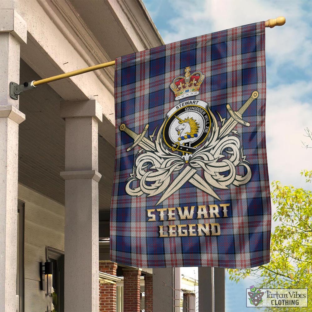 Tartan Vibes Clothing Stewart of Appin Hunting Dress Tartan Flag with Clan Crest and the Golden Sword of Courageous Legacy