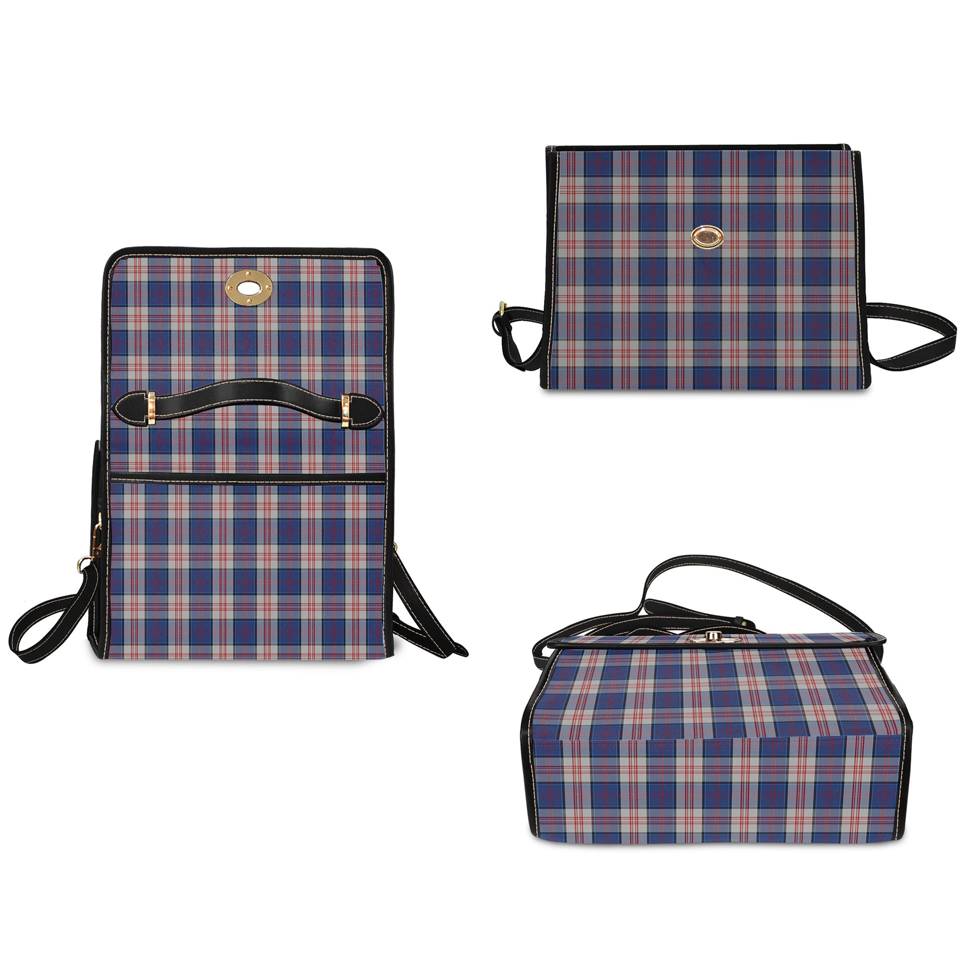 Stewart of Appin Hunting Dress Tartan Leather Strap Waterproof Canvas Bag - Tartanvibesclothing