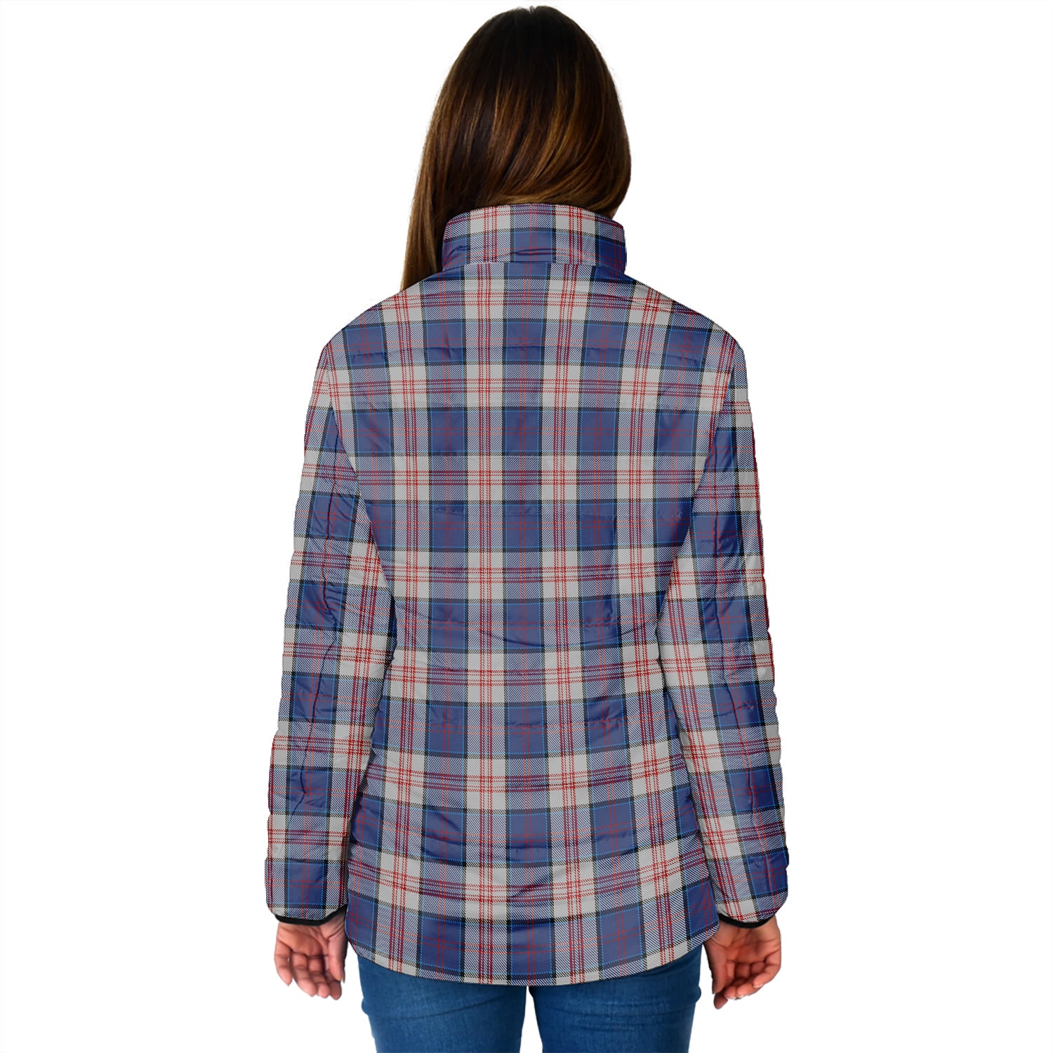 Stewart of Appin Hunting Dress Tartan Padded Jacket with Family Crest - Tartan Vibes Clothing