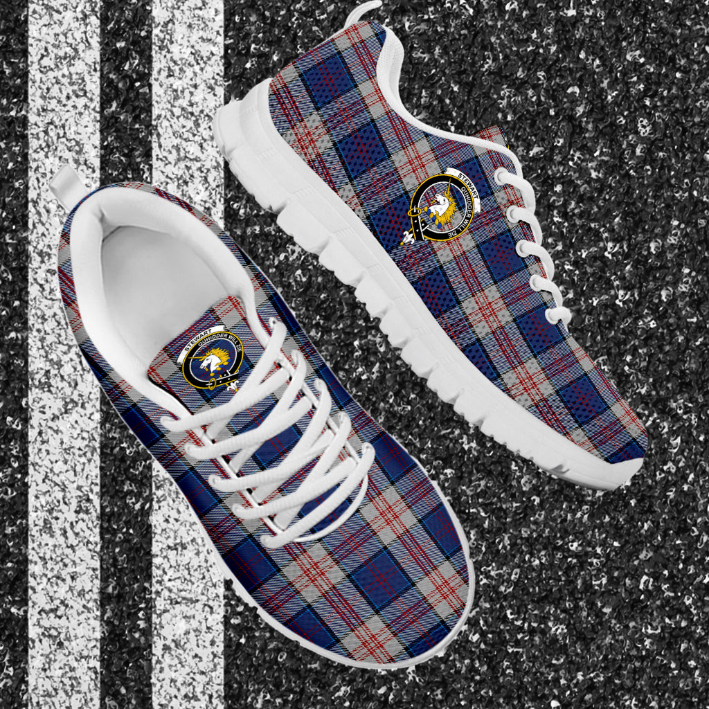 Stewart of Appin Hunting Dress Tartan Sneakers with Family Crest - Tartan Vibes Clothing