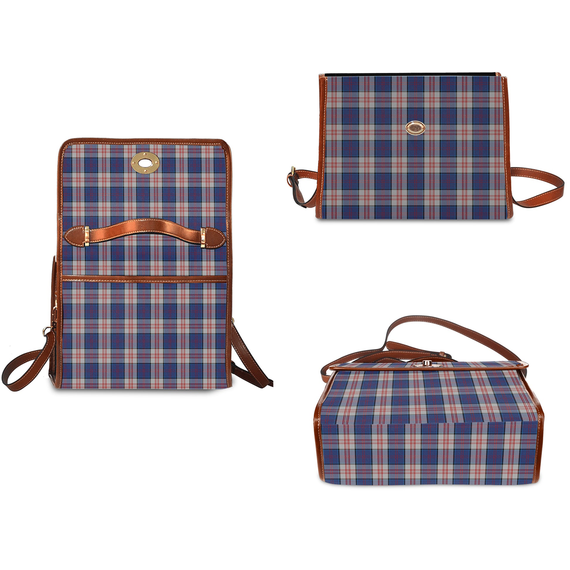 Stewart of Appin Hunting Dress Tartan Leather Strap Waterproof Canvas Bag - Tartanvibesclothing