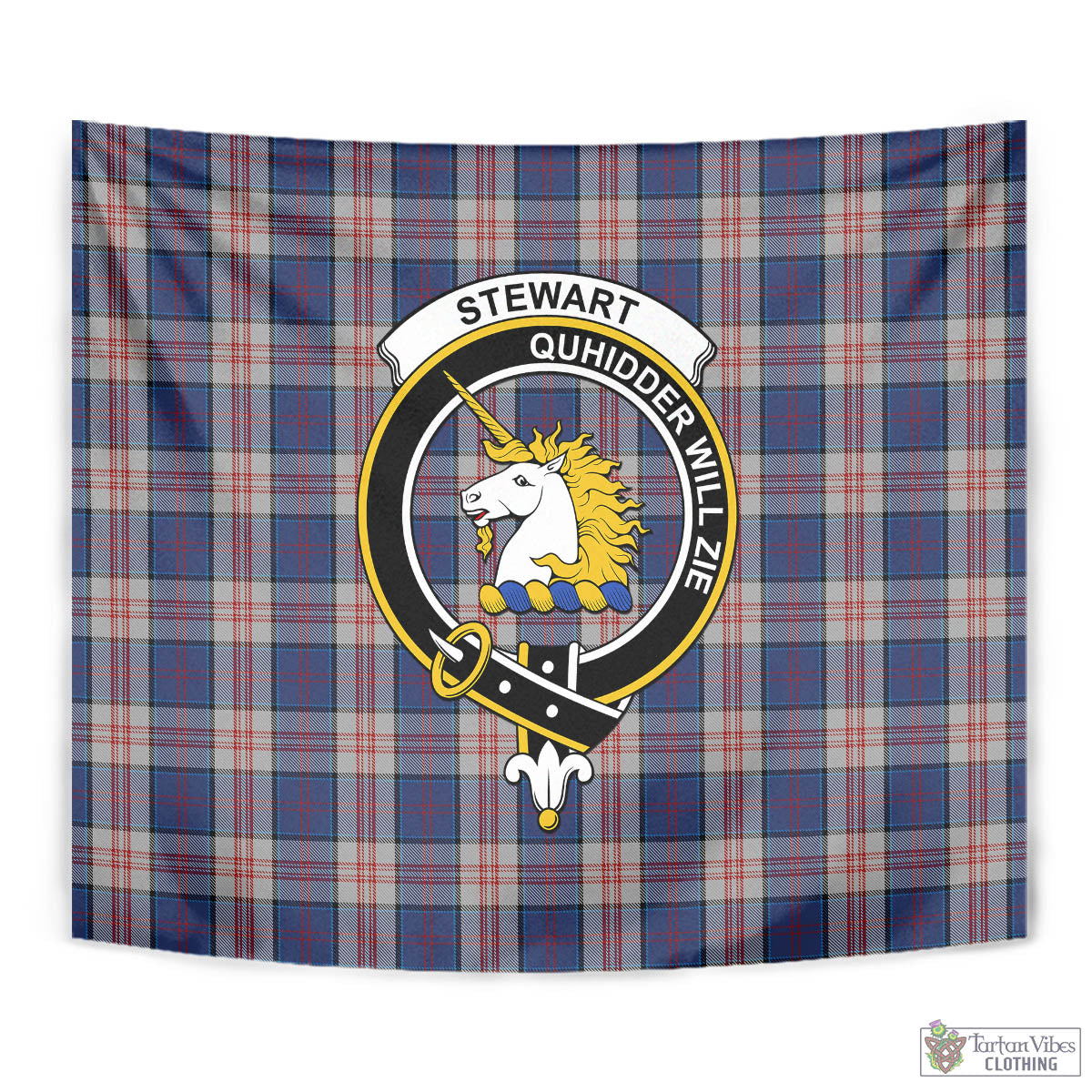 Tartan Vibes Clothing Stewart of Appin Hunting Dress Tartan Tapestry Wall Hanging and Home Decor for Room with Family Crest