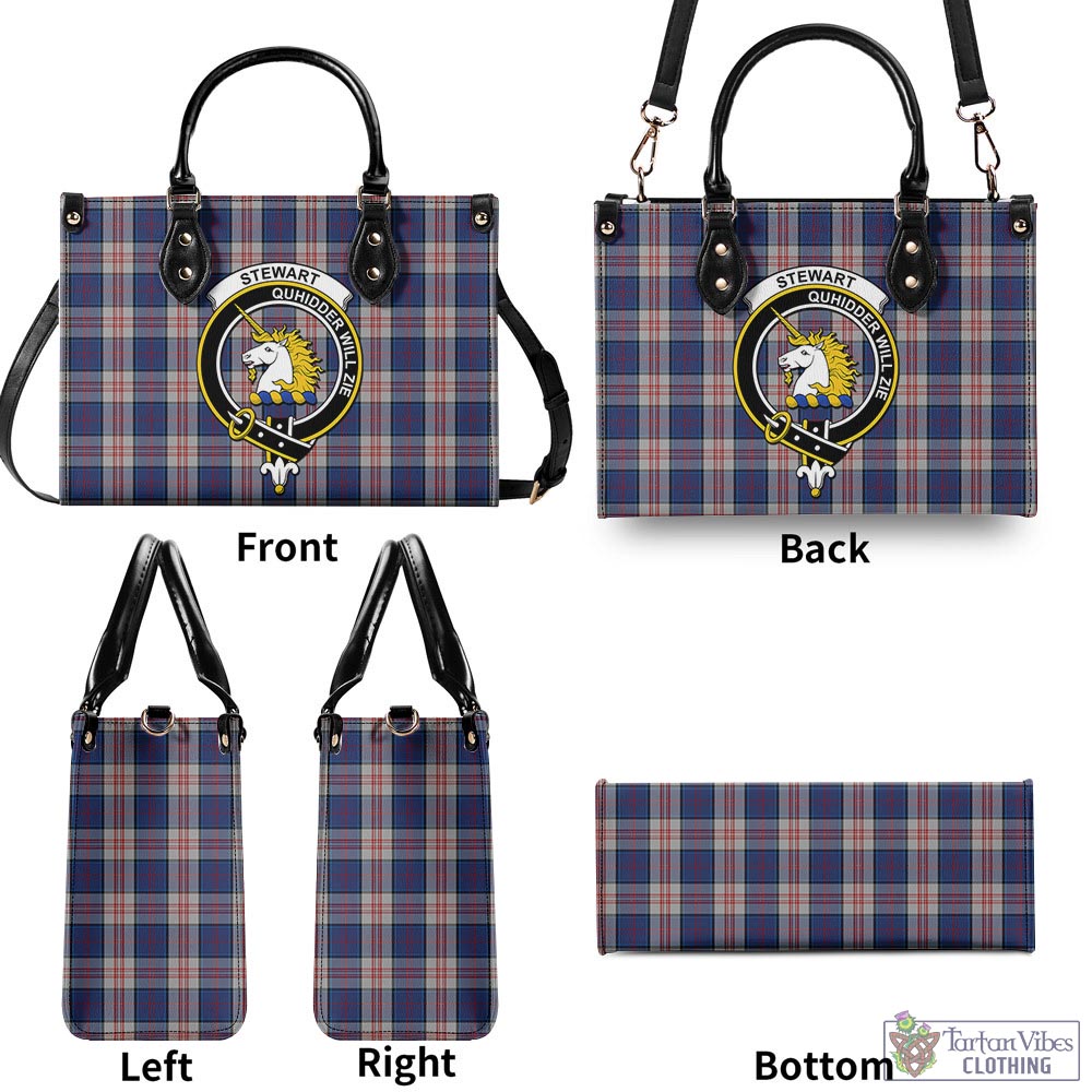 Tartan Vibes Clothing Stewart of Appin Hunting Dress Tartan Luxury Leather Handbags with Family Crest