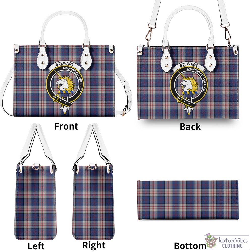 Tartan Vibes Clothing Stewart of Appin Hunting Dress Tartan Luxury Leather Handbags with Family Crest