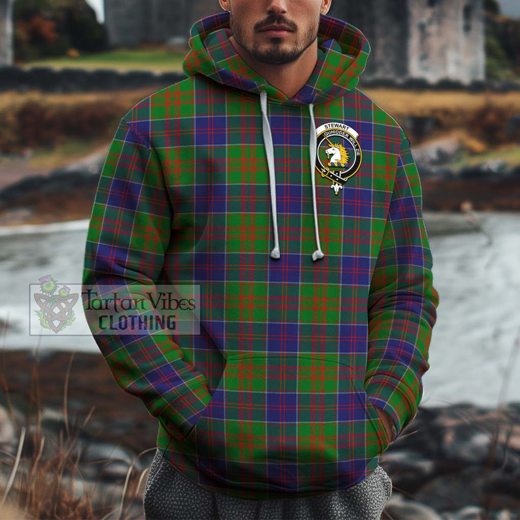 Stewart of Appin Hunting Modern Tartan Cotton Hoodie with Family Crest Pullover Hoodie XS - Tartan Vibes Clothing