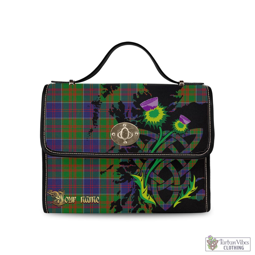 Tartan Vibes Clothing Stewart of Appin Hunting Modern Tartan Waterproof Canvas Bag with Scotland Map and Thistle Celtic Accents