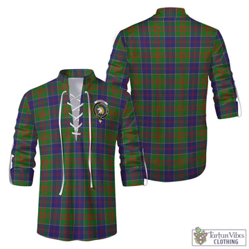 Stewart of Appin Hunting Modern Tartan Men's Scottish Traditional Jacobite Ghillie Kilt Shirt with Family Crest