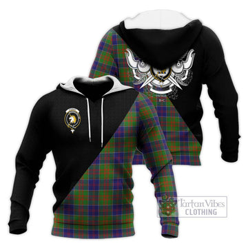 Stewart of Appin Hunting Modern Tartan Knitted Hoodie with Family Crest and Military Logo Style