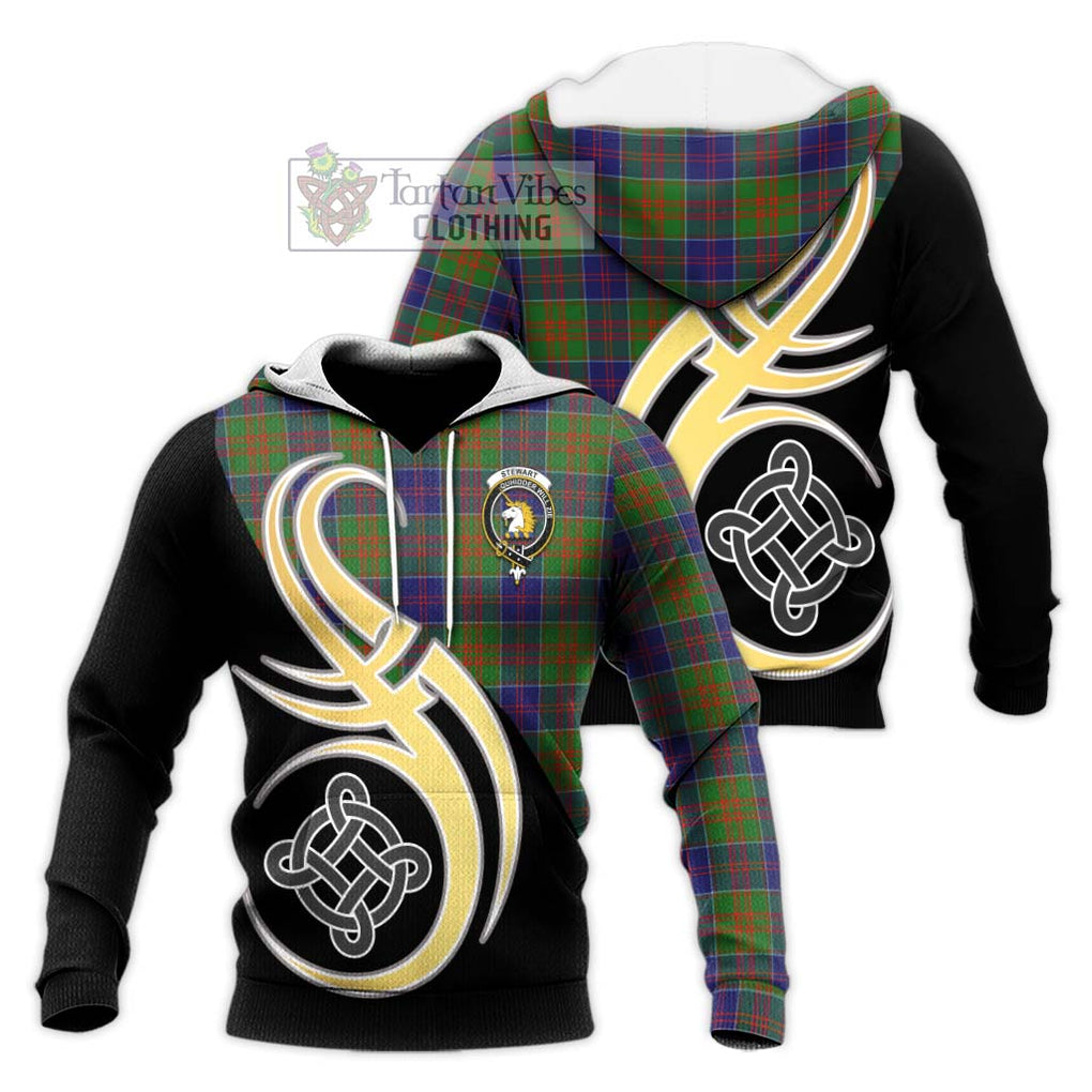 Stewart of Appin Hunting Modern Tartan Knitted Hoodie with Family Crest and Celtic Symbol Style Unisex Knitted Pullover Hoodie - Tartan Vibes Clothing