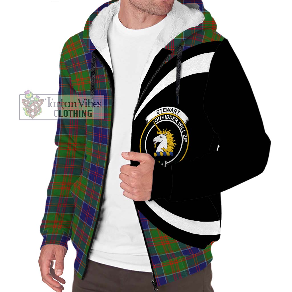 Stewart of Appin Hunting Modern Tartan Sherpa Hoodie with Family Crest Circle Style Unisex S - Tartan Vibes Clothing