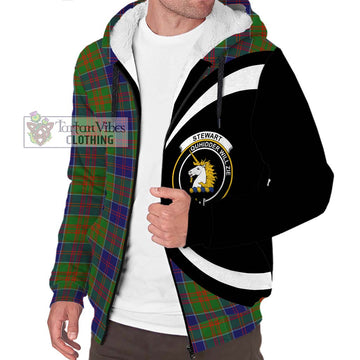 Stewart of Appin Hunting Modern Tartan Sherpa Hoodie with Family Crest Circle Style